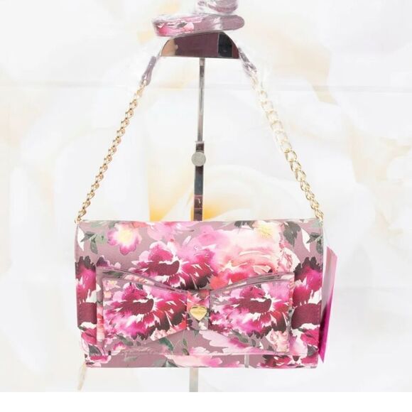 Betsey Johnson XODANI Crossbody Bag Wallet Floral Bow NWT pink flowers - Picture 7 of 15